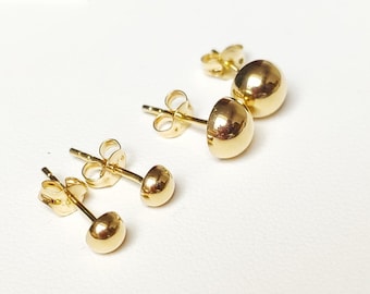 Half-ball stud earrings in 18-carat 750/1000 yellow gold - with box and gift bag - several diameters - 4mm, 6mm, 8mmm