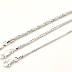 Chaine en argent massif 925/1000 palmier spiga  - plusieurs longueurs et largeurs -avec écrin et sachet cadeau - pour homme, femme ou enfant