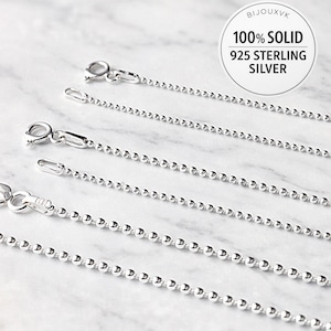Sterling silver ball chain – 925 silver necklace for women, men, or children – Sterling silver jewelry – Gift box and pouch 2 mm