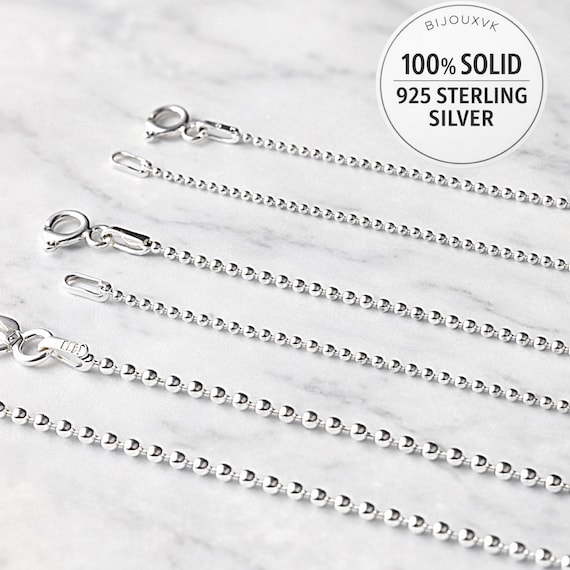 Chaîne boule en argent massif 925/1000 – Collier argent 925 pour femme, homme ou enfant – Bijou argent massif – Écrin et sachet cadeau