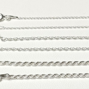 Chaine en argent massif 925/1000 maille Corde  - plusieurs longueurs et largeurs - avec écrin et sachet cadeau