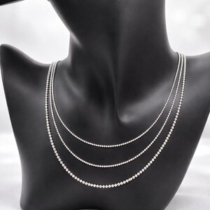 Sterling silver ball chain – 925 silver necklace for women, men, or children – Sterling silver jewelry – Gift box and pouch image 2