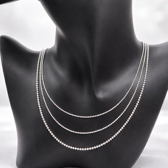 Sterling Silver Ball Chain – 925 Silver Necklace for Women, Men