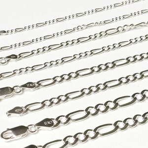 Chaine en argent massif 925/1000 maille Figaro  - plusieurs longueurs et largeurs - avec écrin et sachet cadeau