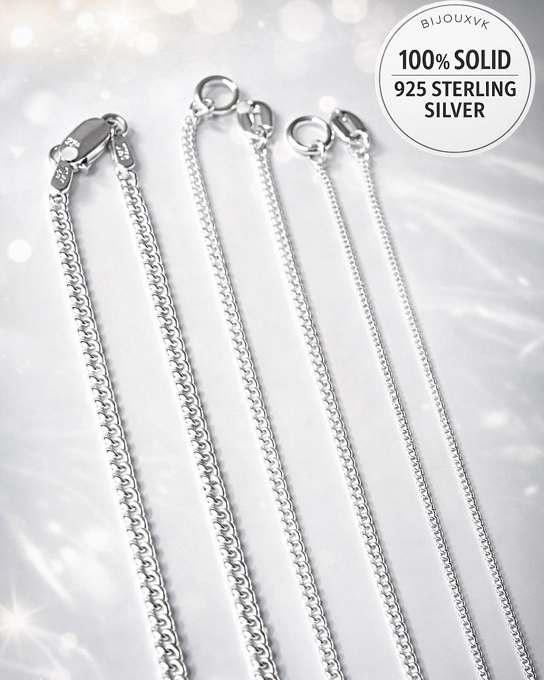 Chaîne En Argent Massif 925 - Maille Gourmette - Longueur 56 Cm - Poids 10,20g - Occasion