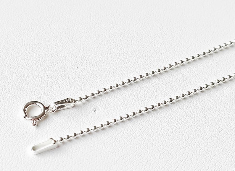 Sterling silver ball chain – 925 silver necklace for women, men, or children – Sterling silver jewelry – Gift box and pouch 1,2 mm