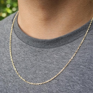18k Solid Yellow Gold Mirror Curb Chain (750/1000) – 18K Gold Necklace for Men, Women, and Children – Gift Box and Pouch image 4
