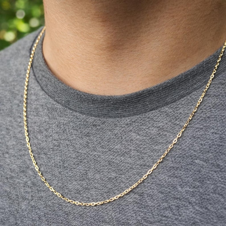 18k Solid Yellow Gold Mirror Curb Chain (750/1000) – 18K Gold Necklace for Men, Women, and Children – Gift Box and Pouch image 4