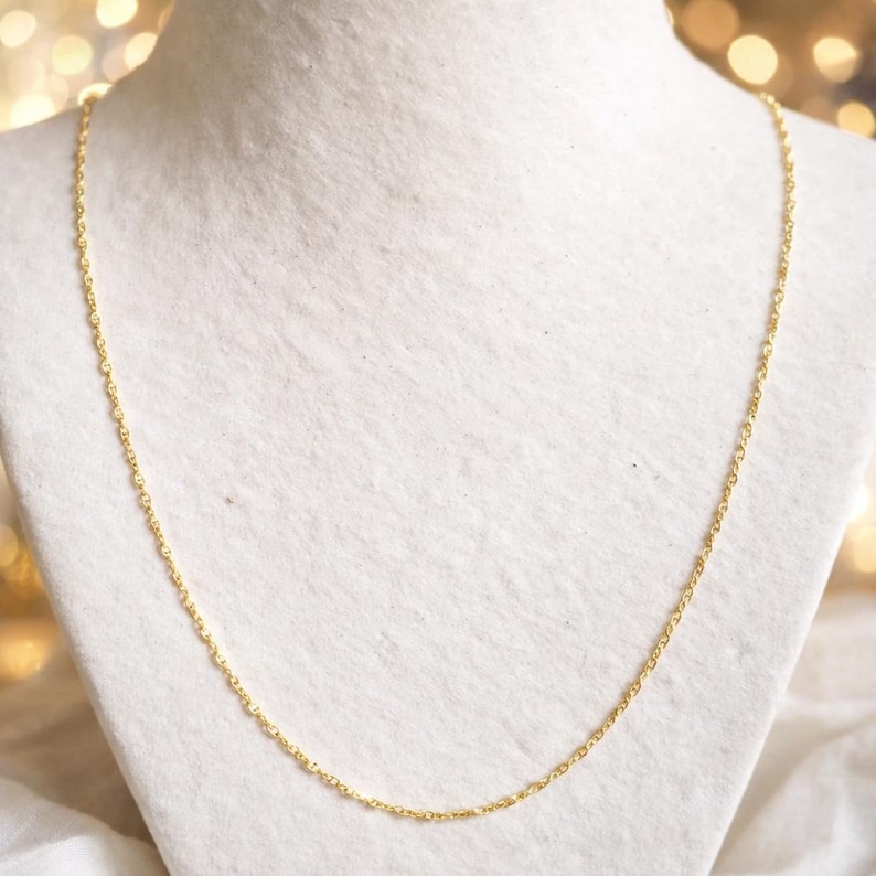 18k Solid Gold Singapore Chain (750/1000) – 1.1mm Twisted Link – 18K Gold Necklace for Women and Men – Gift Box and Pouch image 2
