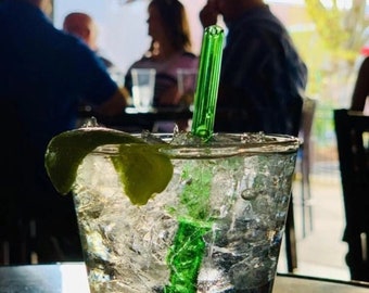 ToMA Green Glass Straws, Ecological Straws, Reusable Drinking Straws, Handmade Glass Straw, Long Drinking Straws, Iced Coffee Glass Straw