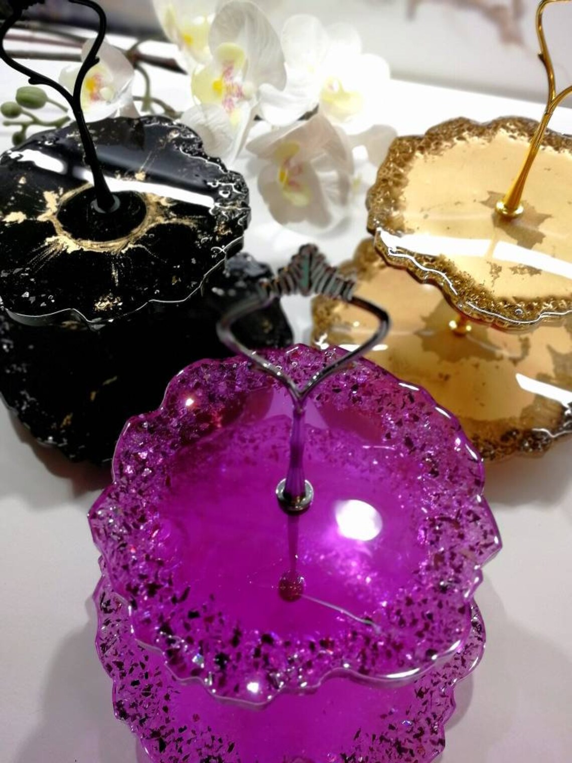 Harz Kuchen Stand für Ihr Zuhause zwei gestufte Kuchenstand | Etsy