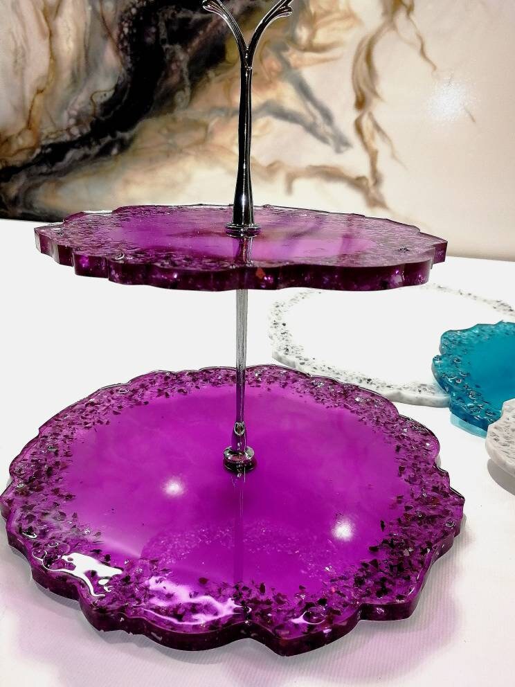 Harz Kuchen Stand für Ihr Zuhause zwei gestufte Kuchenstand | Etsy