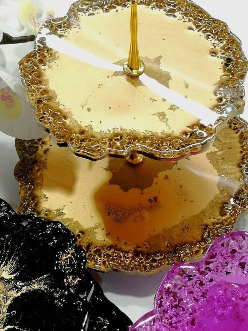 Harz Kuchen Stand für Ihr Zuhause zwei gestufte Kuchenstand | Etsy