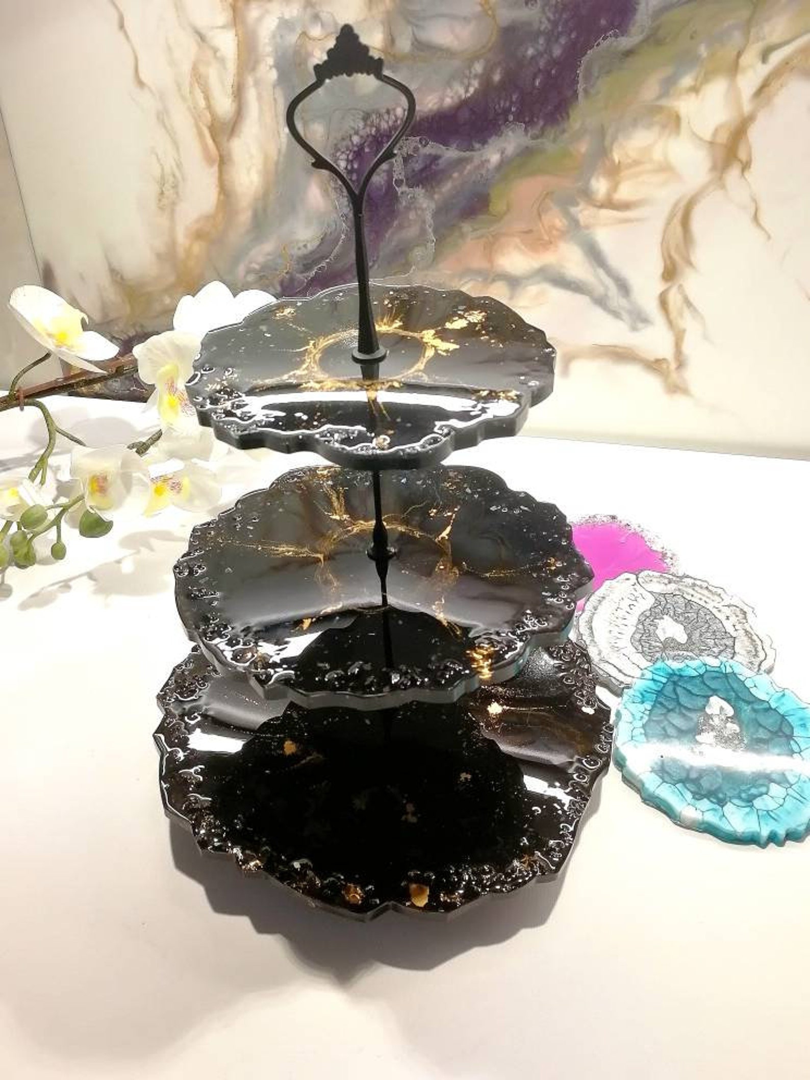 Harz Kuchen Stand für Ihr Zuhause zwei gestufte Kuchenstand | Etsy