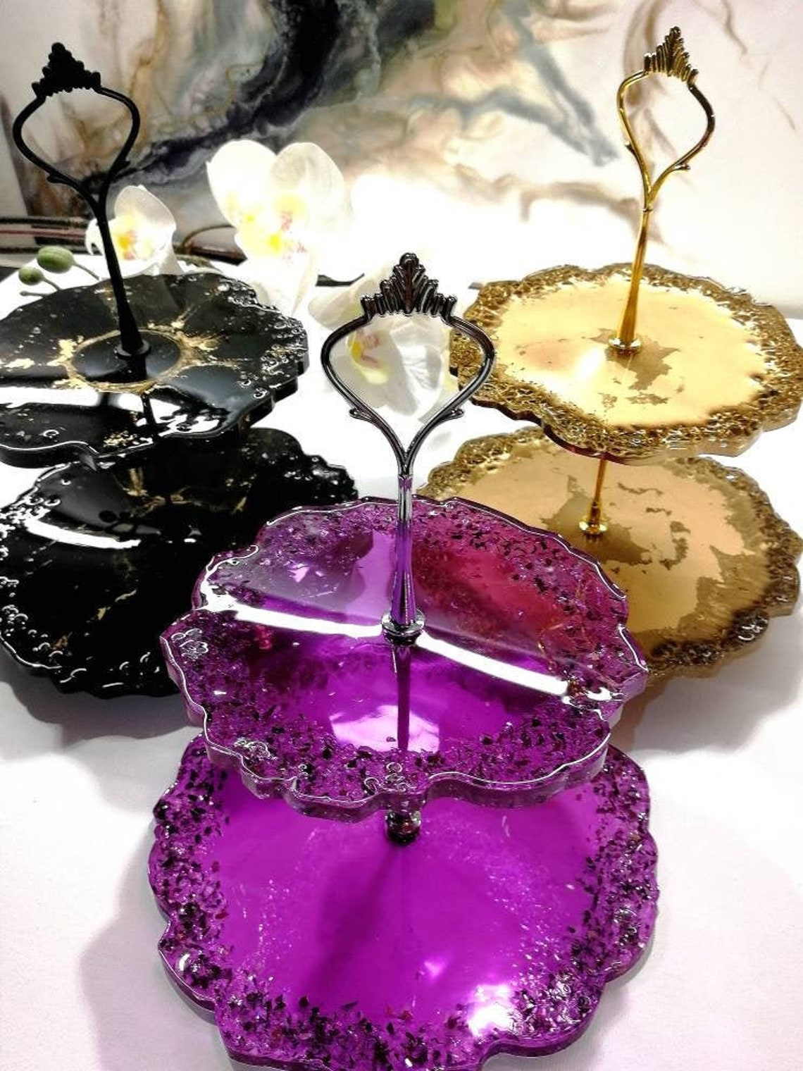 Harz Kuchen Stand für Ihr Zuhause zwei gestufte Kuchenstand | Etsy