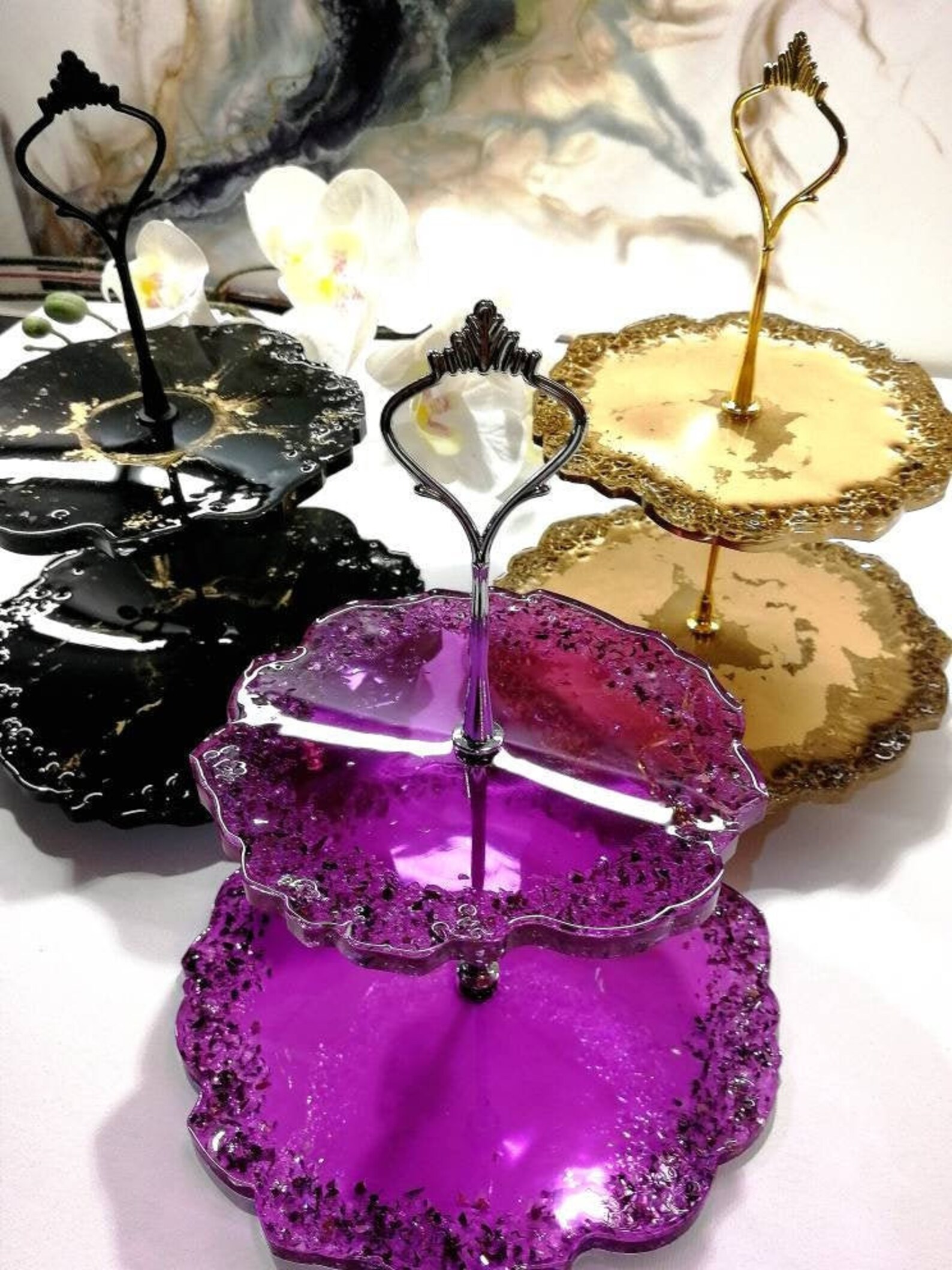 Harz Kuchen Stand für Ihr Zuhause zwei gestufte Kuchenstand | Etsy