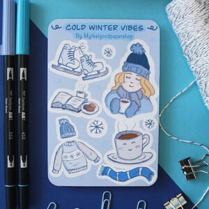 Folha de adesivos com vibrações de inverno frio