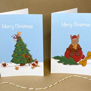 Set di cartoline di Natale con coniglietto | Simpatiche cartoline di Natale, coniglietto, set di carte, Buon Natale, coniglietti