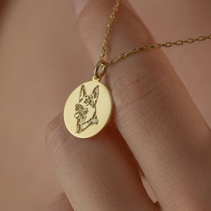 Véritable collier de chien de berger allemand en or massif 14 carats - pendentif personnalisé pour animal de compagnie - cadeau commémoratif pour animal de compagnie - bijoux délicats pour animal de compagnie - meilleur ami par Demir Uluer