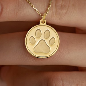 14k Real Solid Gold Dog Paw Necklace By Demir Uluer- Personalized Dog Paw Pendant - Dainty Gold Dog Paw Jewelry - Dog Lover - Animal Gift