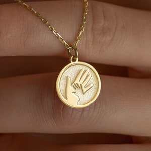 Real 14k Solid Gold Mother and Child Necklace By Demir Uluer - Personalized Mothers Day Jewelry - Mother and Daughter Pendant - Gift For Her