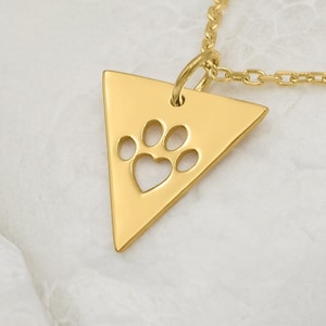 Paw Print Necklace – 14K Solid Gold Pet Memorial Jewelry | Animal Paw Pendant for Dog or Cat Lovers | Personalized Pet Loss Necklace Gift