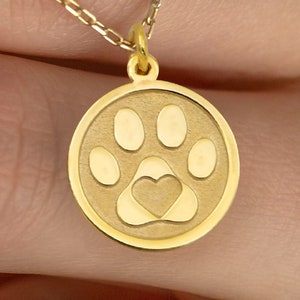 Echte 14k Solid Gold Hundepfote Herz Halskette Von Demir Uluer - Personalisierte Pfote Herz Anhänger - Zierliche Pfote Herz Schmuck - Tier Liebhaber Geschenk