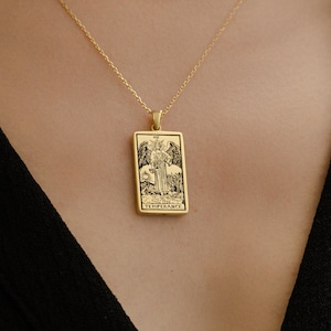 Doppelseitige Astrologie Tarot Halskette Schütze Mäßigkeit Von Demir Uluer - Sternzeichen Anhänger - Astrologie Schmuck - Geburtstagsgeschenk
