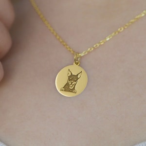 14K Solid Gold Australian Kelpie Necklace - Custom Engraved Pet Memorial Pendant  - Animal Lover Necklace - Custom Dog Jewelry - Pet Lovers