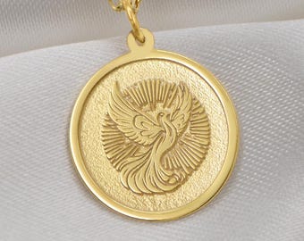 14K Solid Gold Dove Pendant – Handmade Peace Bird Necklace, Custom Spiritual Jewelry, Baptism or Memorial Gift of Hope and Serenity