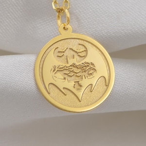14K Solid Gold Bat Necklace – Handmade Gothic Bat Pendant, Custom Halloween Charm Jewelry, Vampire Protection Amulet Gift for Her or Him