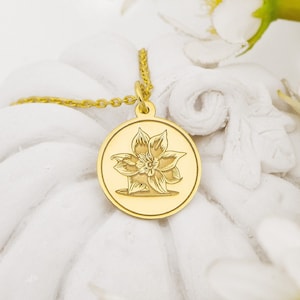 Dainty Daffodil Necklace Real 14k Solid Gold By Demir Uluer - Tiny Daffodil Pendant - Daffodil Jewelry - Flower Necklace - Gift for Her