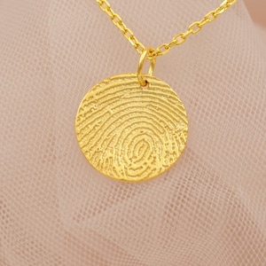 14K Solid Gold Fingerprint Necklace – Personalized Handprint Jewelry | Custom Memorial Pendant | Actual Thumbprint Charm - Gift for Her