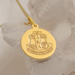 14K Solid Gold Alpha Kappa Alpha Necklace – AKA Sorority Jewelry | Handmade Gold Pendant for Women | AKA Charm Necklace Gift, Christmas Gift