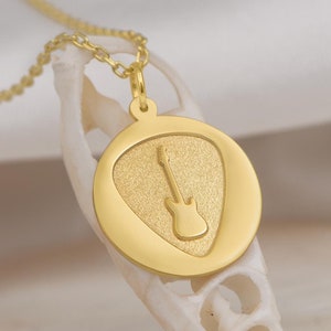 14K Solid Gold Electric Guitar Necklace – Music Jewelry Gift | Handmade Guitarist Pendant | Rockstar Charm for Musicians and Music Lovers