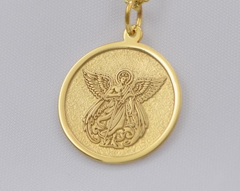14K Massiv Gold Michael Erzengel Anhänger - Heiliger Michael Schutz Halskette | Schutzengel Schmuck | Christliches Geschenk für Sie oder Ihn