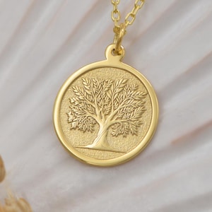 14K Solid Gold Olive Tree Necklace – Greek Symbol of Peace Prosperity Pendant | Olive Branch Jewelry | Nature-Inspired Gift for Her or Him