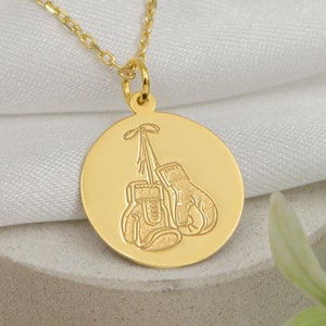 Real 14K Solid Gold Boxing Gloves Necklace – Handmade Boxing Pendant | Sports Jewelry for Fighters | Martial Arts Gift for Him or Her
