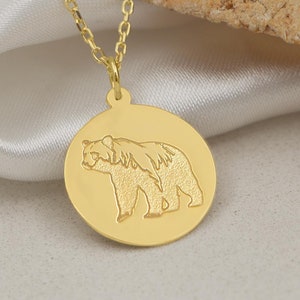 14K Solid Gold Mama Bär Halskette - Bär Anhänger | Bären Schmuck für Damen | Teddy Bär Anhänger | Bär Totem Halskette | Einzigartiges Geschenk für sie