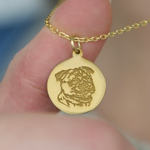 14k Solid Gold Pugland Dog Pendant Necklace, Handmade Pugland Breed Jewelry, Customizable Pet Lover Pendant, Unique Gift for Dog Owners