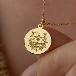 14k Real Solid Gold Pitbull Necklace By Demir Uluer- Personalized Pitbull Pendant - Dainty Gold Pitbull Jewelry - Pitbull Lover  Animal Gift
