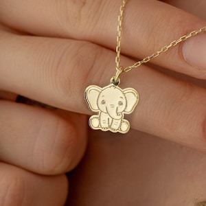 14k Solid Gold Elephant Necklace - Tiny Baby Elephant Pendant - Dainty Animal Necklace - Elephant Jewelry - Gift For Her - By Demir Uluer