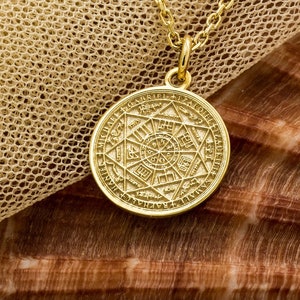 14k Real Solid Gold Seven Archangels Seal Pendant - Personalized Protection Jewelry - Dainty Occult Necklace - Gift for Her  By Demir Uluer