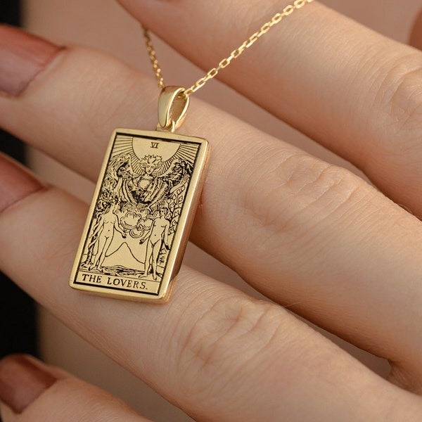 The Lovers Gemini Double Sided Astrology Tarot Necklace By Demir Uluer - Zodiac Pendant - Astrology Jewelry - Birthday Gifts - Mom Gifts