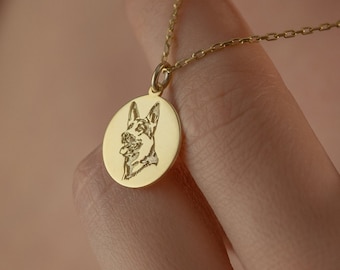 14k Solid Gold German Shepherd Necklace – Custom Pet Memorial Pendant