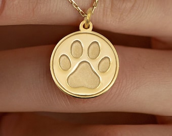 14k Real Solid Gold Dog Paw Necklace By Demir Uluer- Personalized Dog Paw Pendant - Dainty Gold Dog Paw Jewelry - Dog Lover - Animal Gift