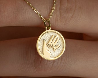 Echt 14k Solid Gold Mutter und Kind Halskette Von Demir Uluer - Personalisierter Muttertag Schmuck - Mutter und Tochter Anhänger - Geschenk für Sie