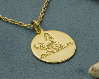 14k Real Solid Gold French Bulldog Necklace - Personalized Pet Pendant - Pet Portrait Gifts - Pet Jewelry - Best Friend By Demir Uluer