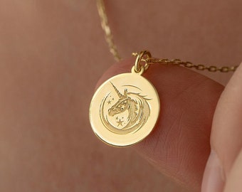 Real 14k Solid Gold Unicorn Necklace By Demir Uluer - Dainty Unicorn Pendant - Delicate  Unicorn Jewelry - Tiny Unicorn Charm Gift For Her