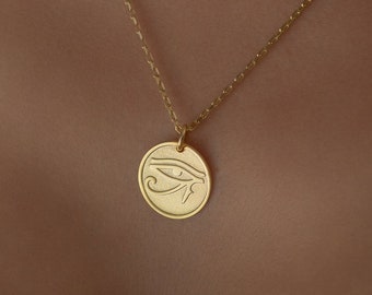 14k Solid Gold Eye of Horus Necklace - Eye of Ra Pendant - Eye of Horus - Dainty Protection Charm - Gift for Mom - Gift For Her  Demir Uluer